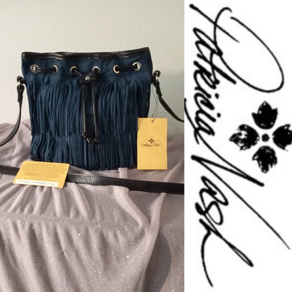 Patricia Nash Handbags - Patricia Nash Nubuck Fringe Bronte Bucket Bag Midnight